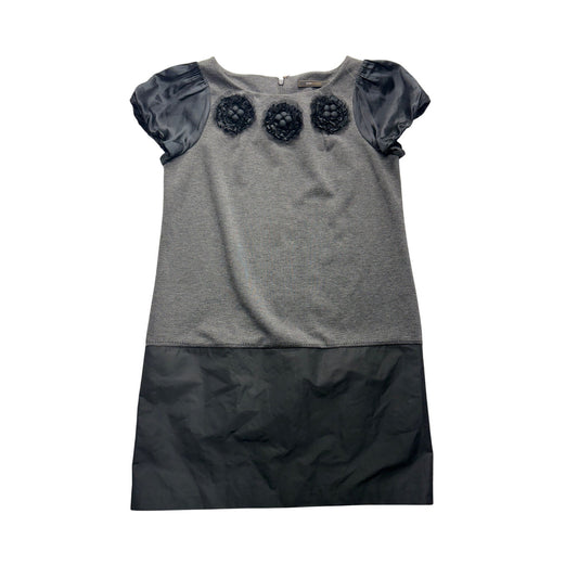 BCBG Max Azria Gray & Black Dress With Satin Sleeves  Silk Blend #7708