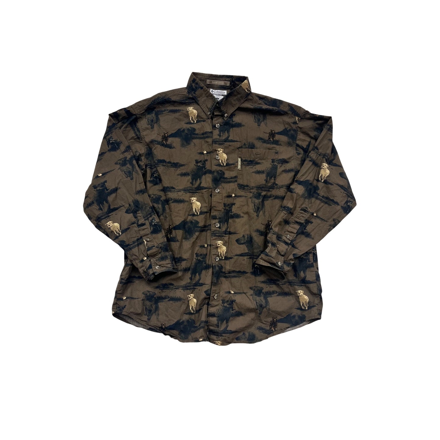 Columbia River Lodge Cotton Button-Down Shirt L #232A