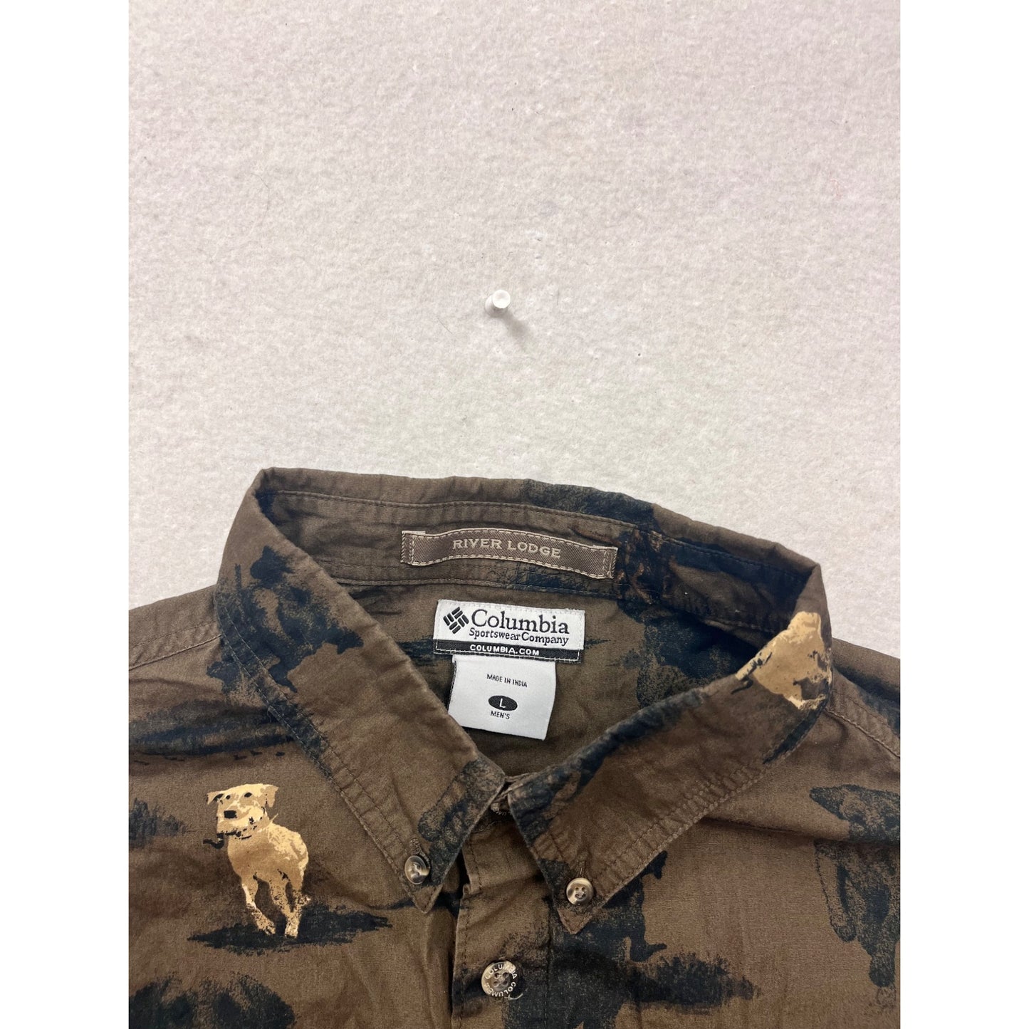 Columbia River Lodge Cotton Button-Down Shirt L #232A