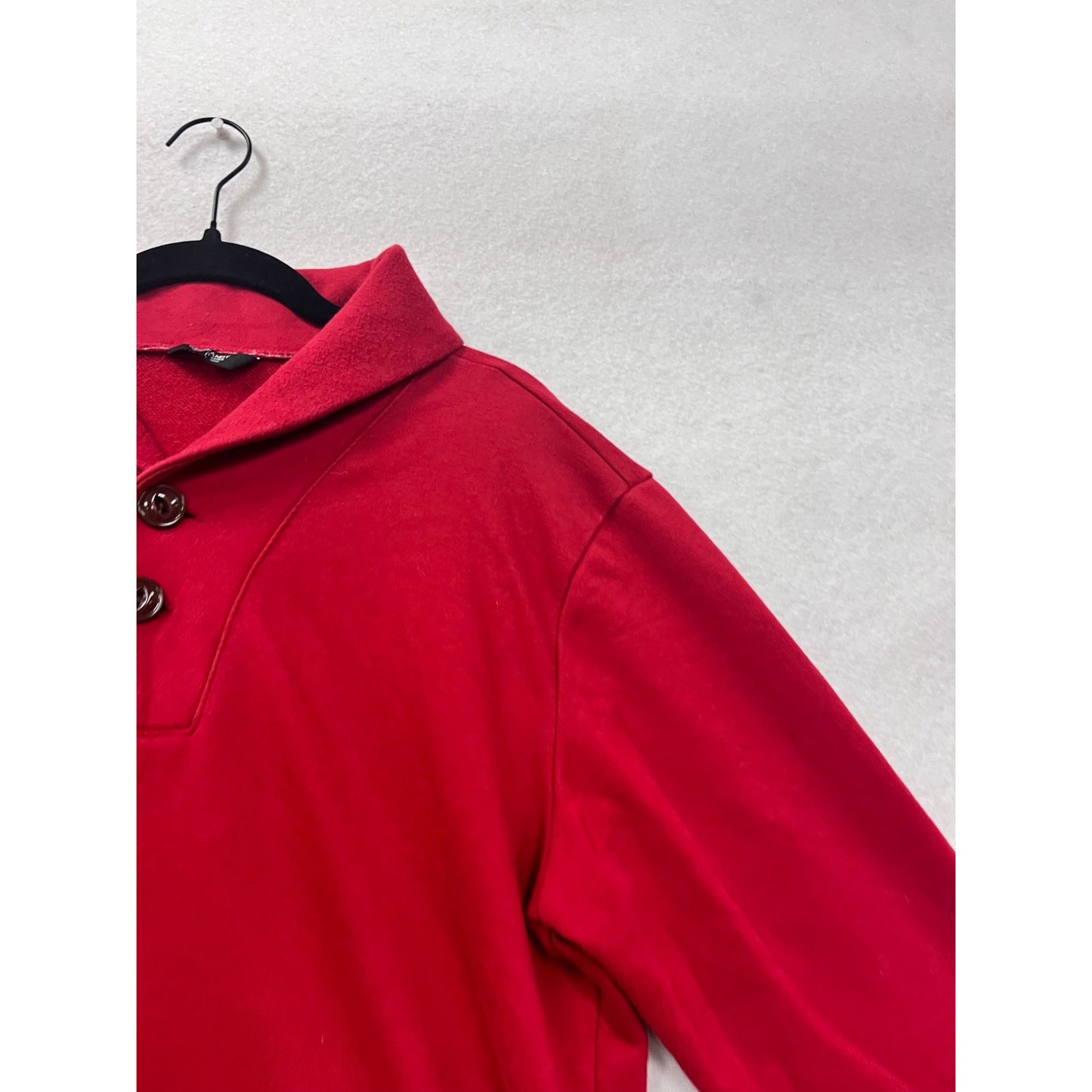 Coofandy Red Long-Sleeve Button-Up Pullover Top Size L #8437