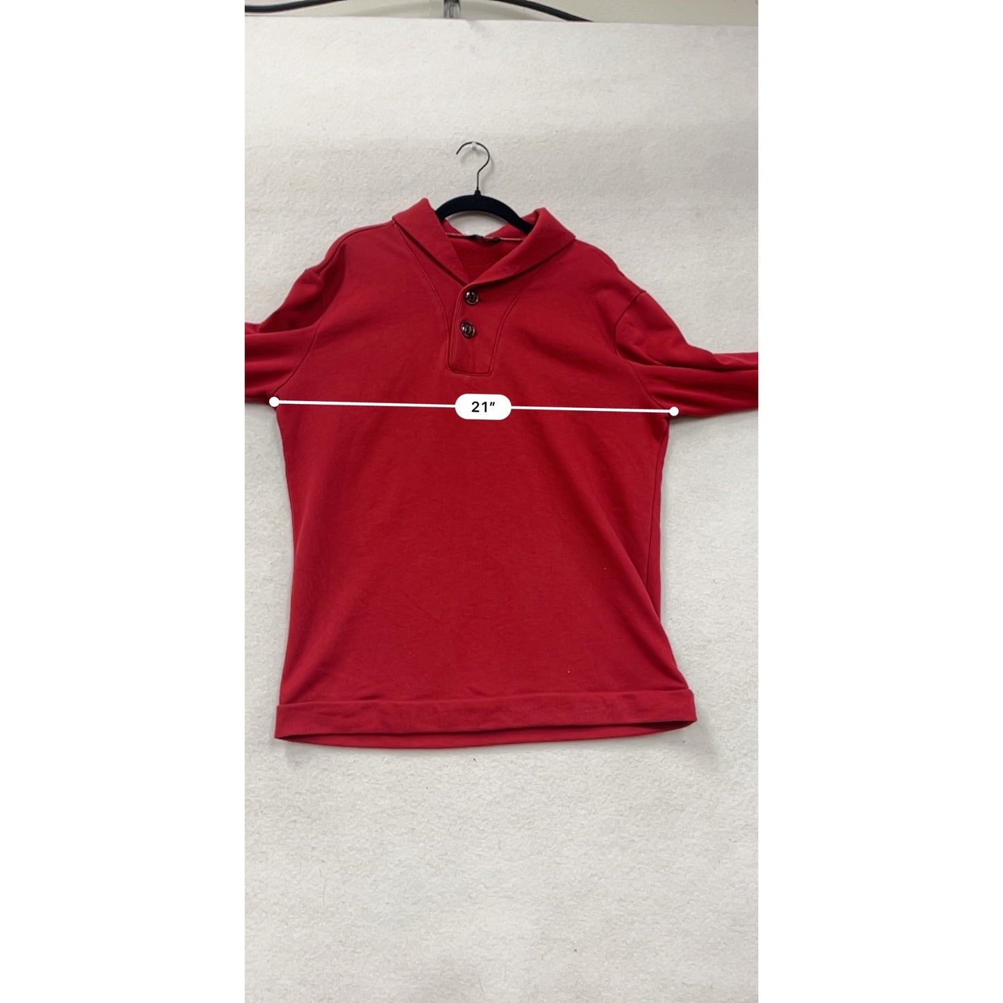 Coofandy Red Long-Sleeve Button-Up Pullover Top Size L #8437