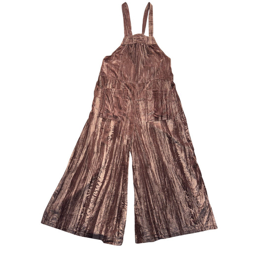 Natural Life Velvet Wide-Leg Overalls Brown Size Small, Pockets 43" #9995