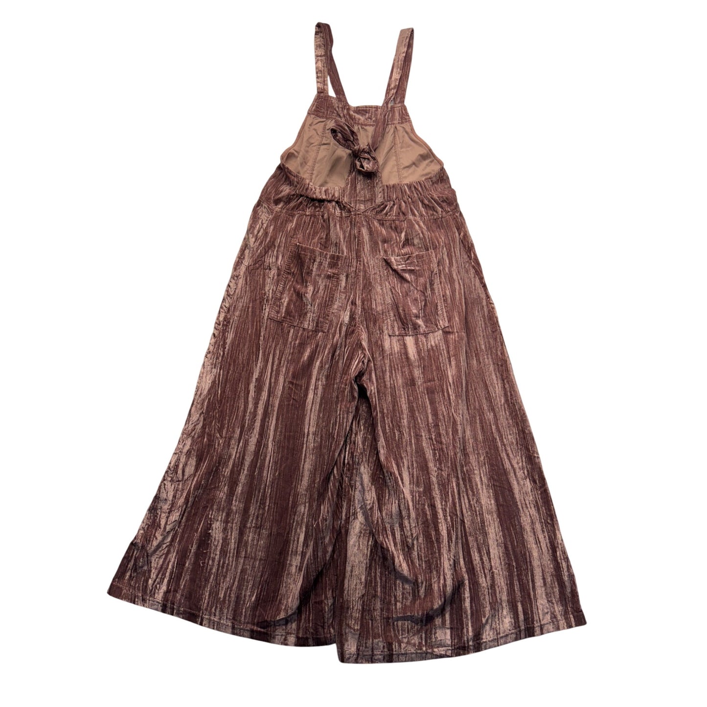 Natural Life Velvet Wide-Leg Overalls Brown Size Small, Pockets 43" #9995