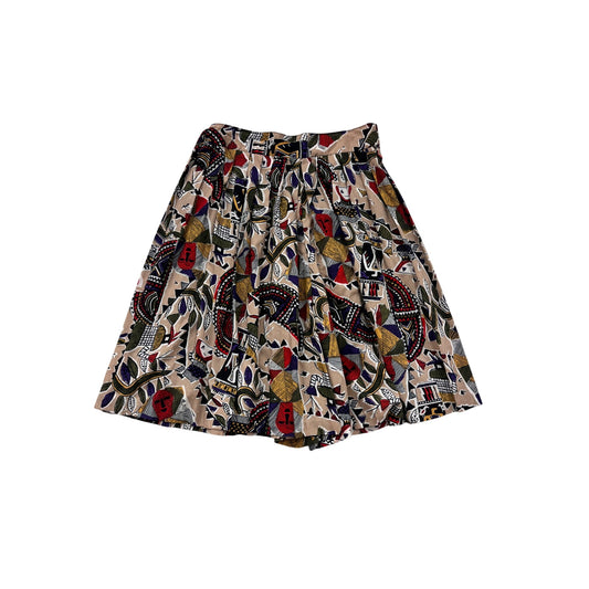 Vintage Womens High-Waisted Abstract Print Skirt 16 #8798