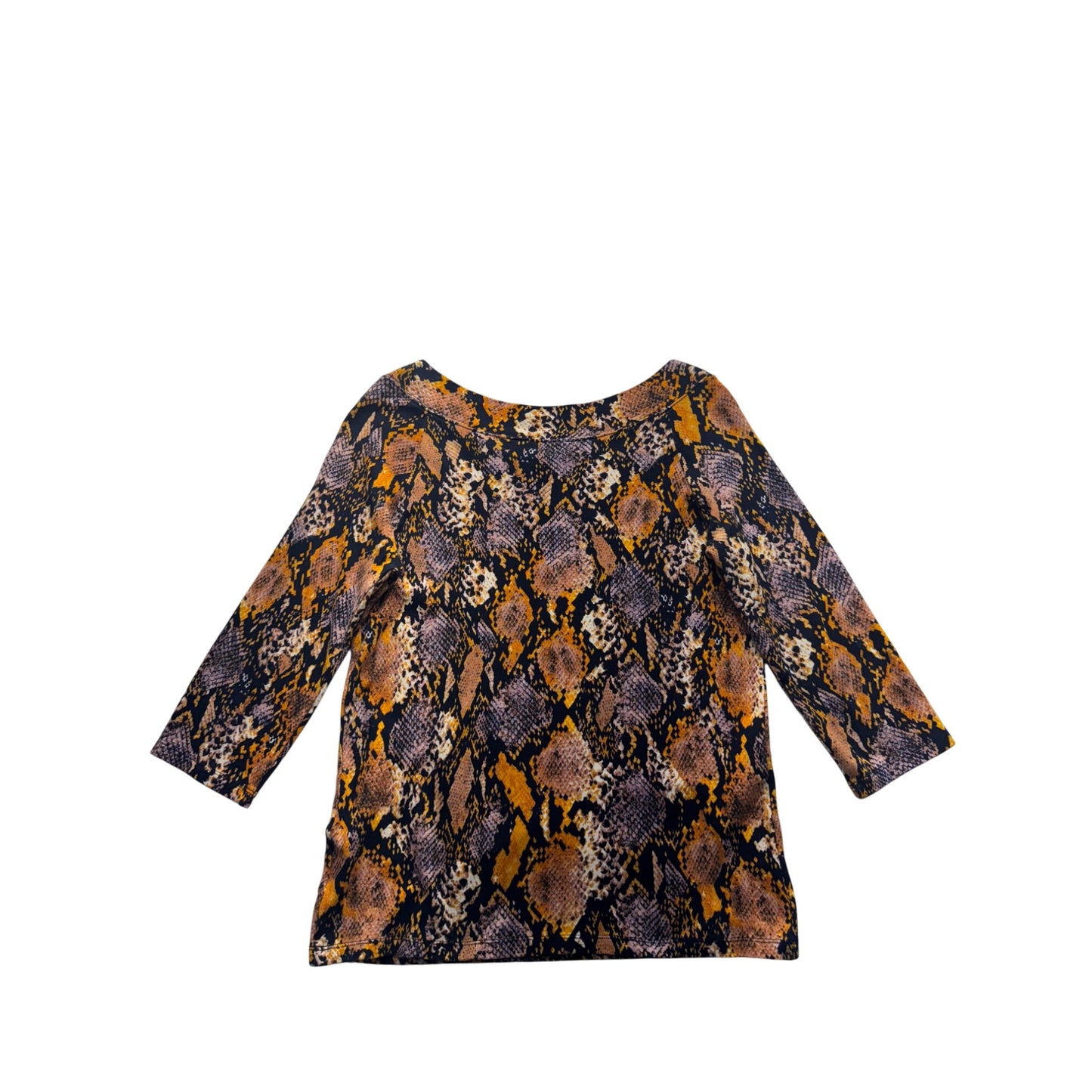 Jones New York Signature Snake Print Cotton Top 3/4 Sleeve Medium #9938