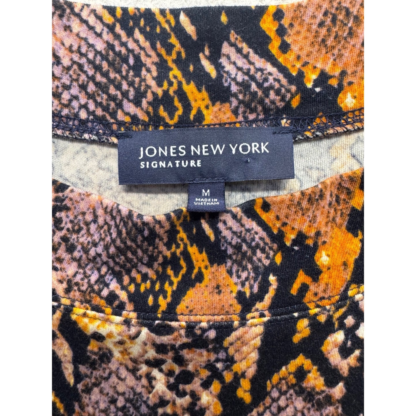 Jones New York Signature Snake Print Cotton Top 3/4 Sleeve Medium #9938
