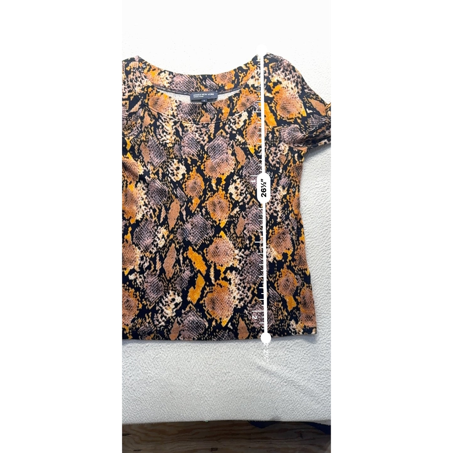 Jones New York Signature Snake Print Cotton Top 3/4 Sleeve Medium #9938