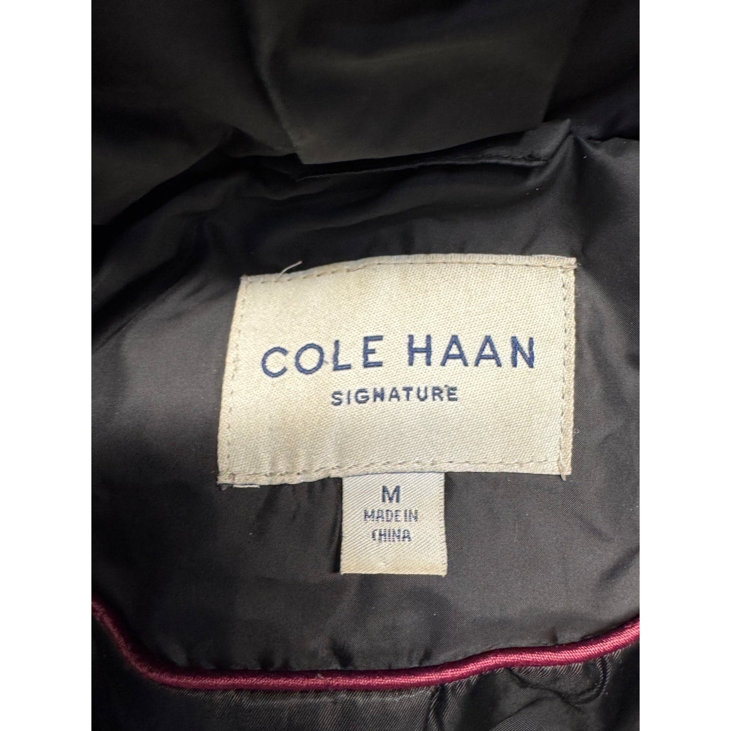 Cole Haan Signature Womens Black Hooded Belted Quilted Coat M
