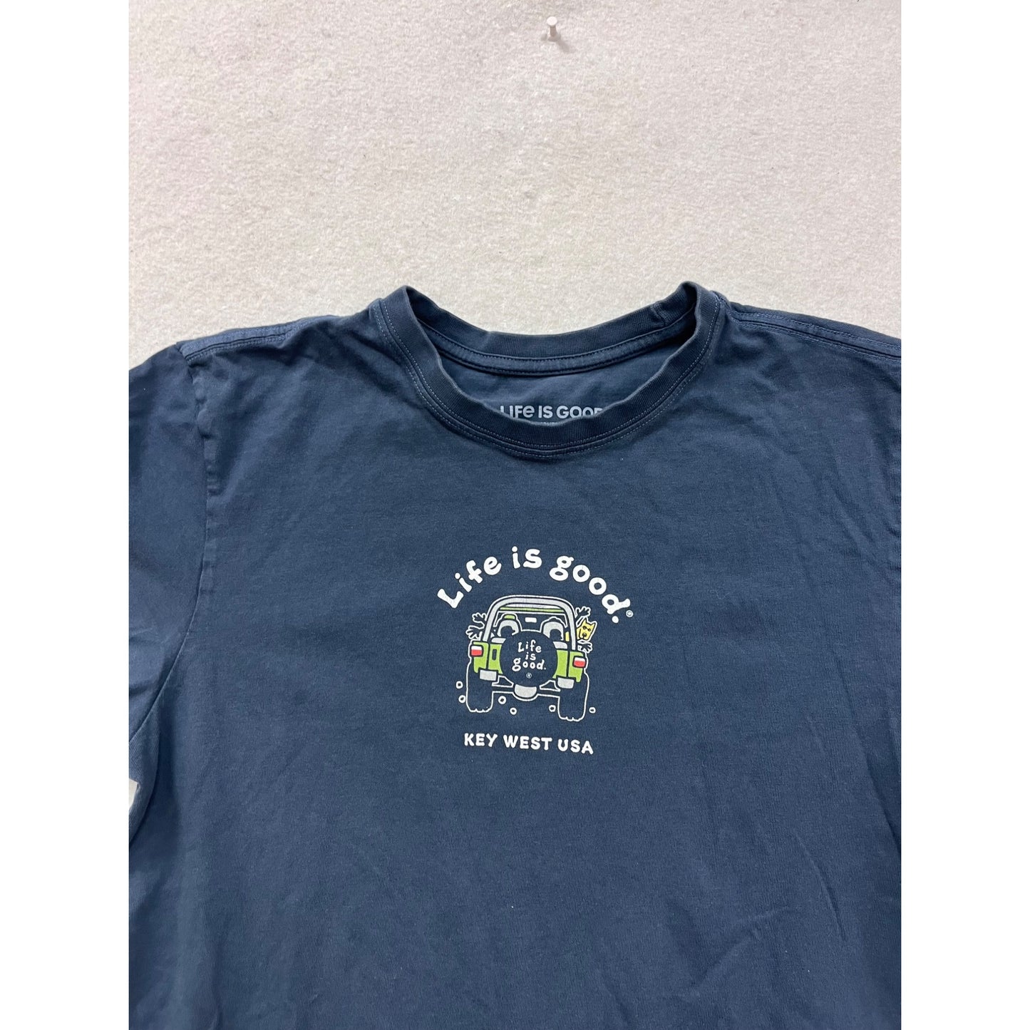 Life Is Good Crusher Tee Key West USA Graphic Navy Blue S #8949