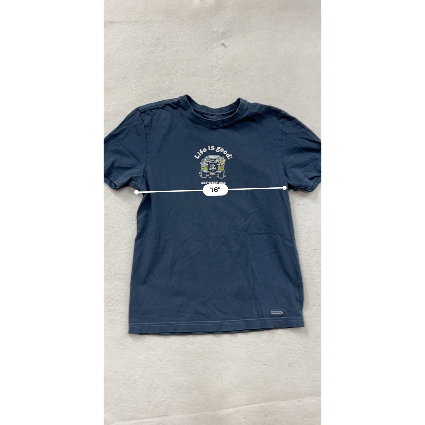 Life Is Good Crusher Tee Key West USA Graphic Navy Blue S #8949