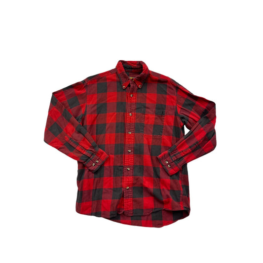 Red & Black Buffalo Plaid Button-Up Shirt By Bass Pro Shops Long Sleeve #8780