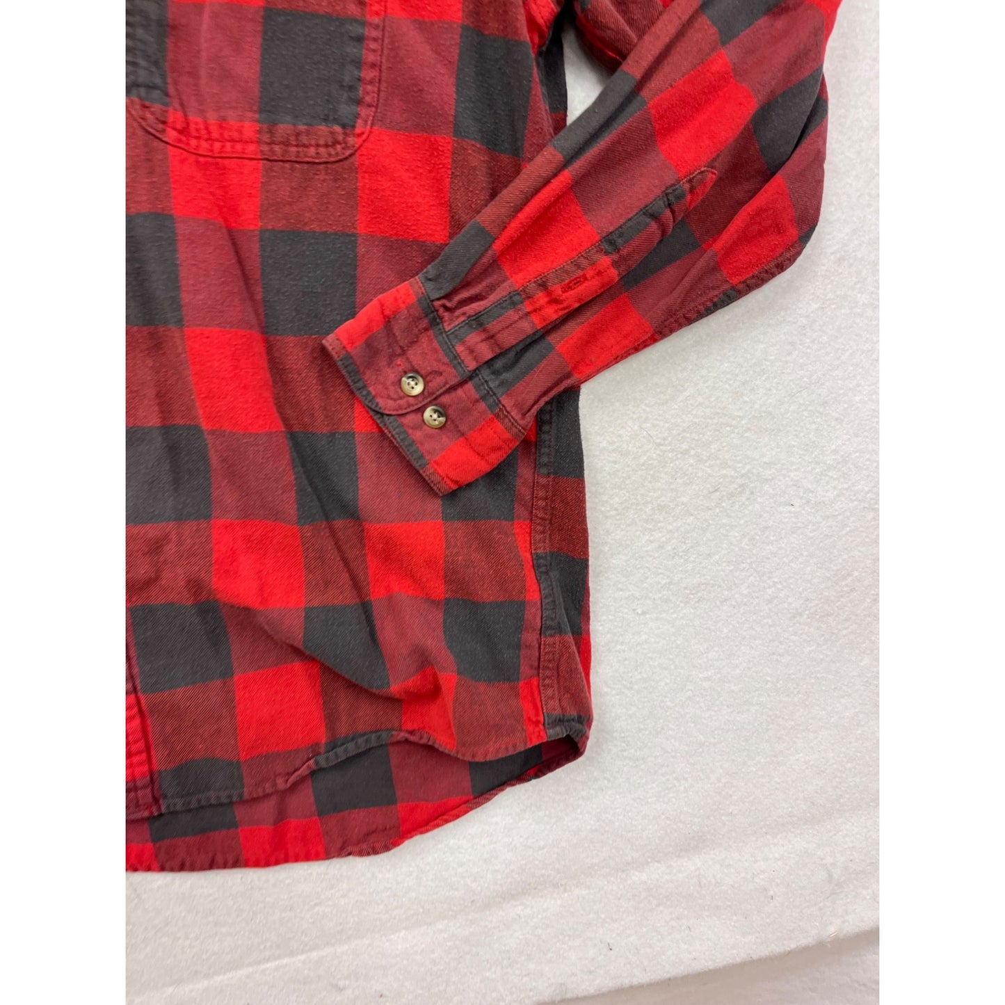 Red & Black Buffalo Plaid Button-Up Shirt By Bass Pro Shops Long Sleeve #8780