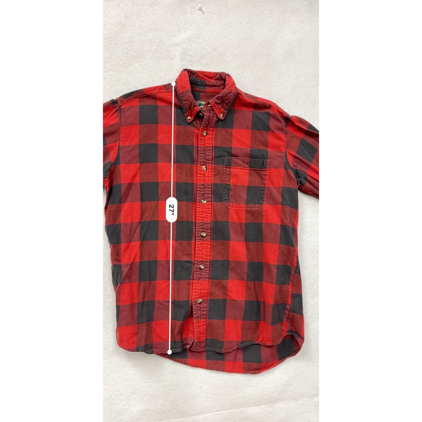 Red & Black Buffalo Plaid Button-Up Shirt By Bass Pro Shops Long Sleeve #8780