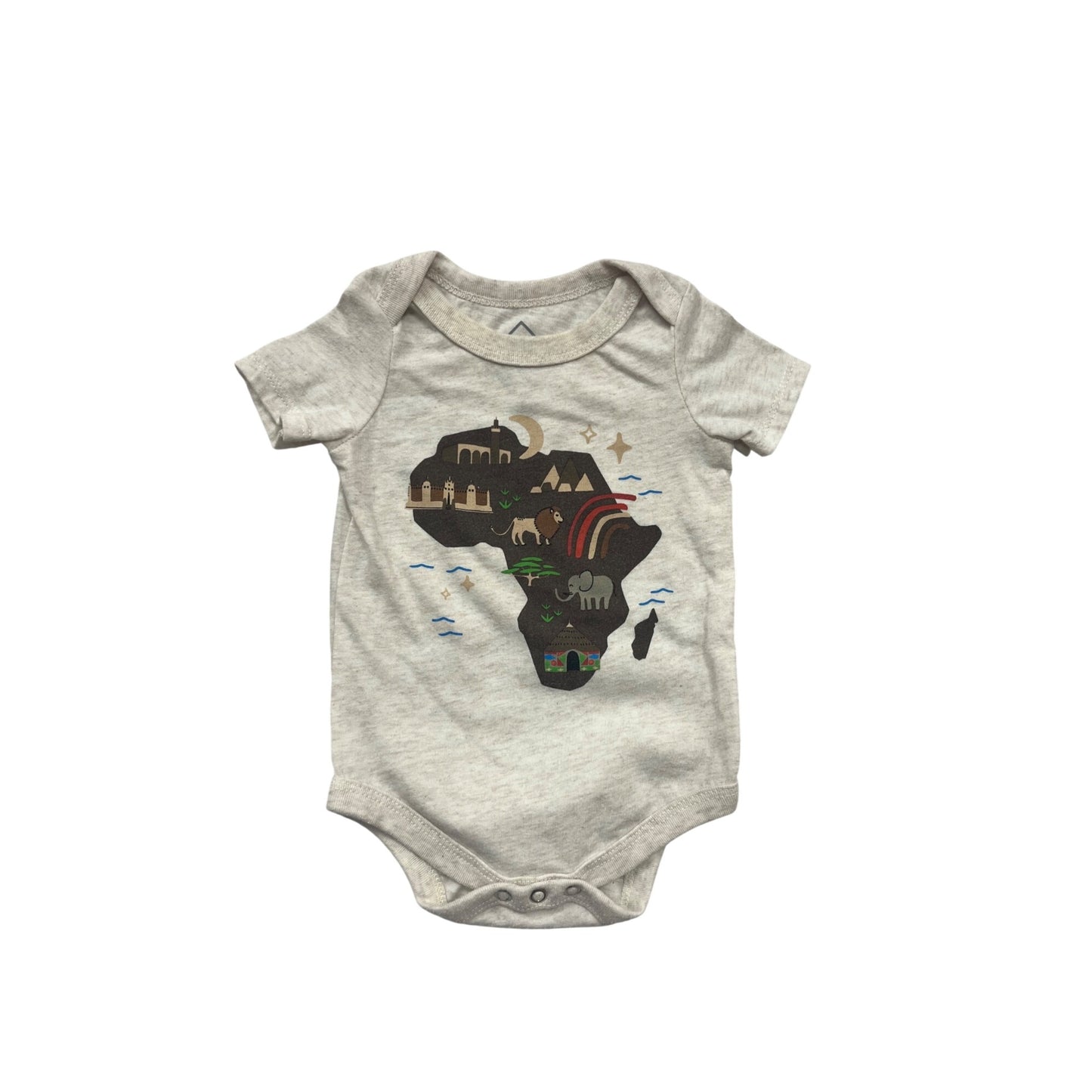 Baby Romper 0-3M By Well Worn With Africa-Themed Print #133C