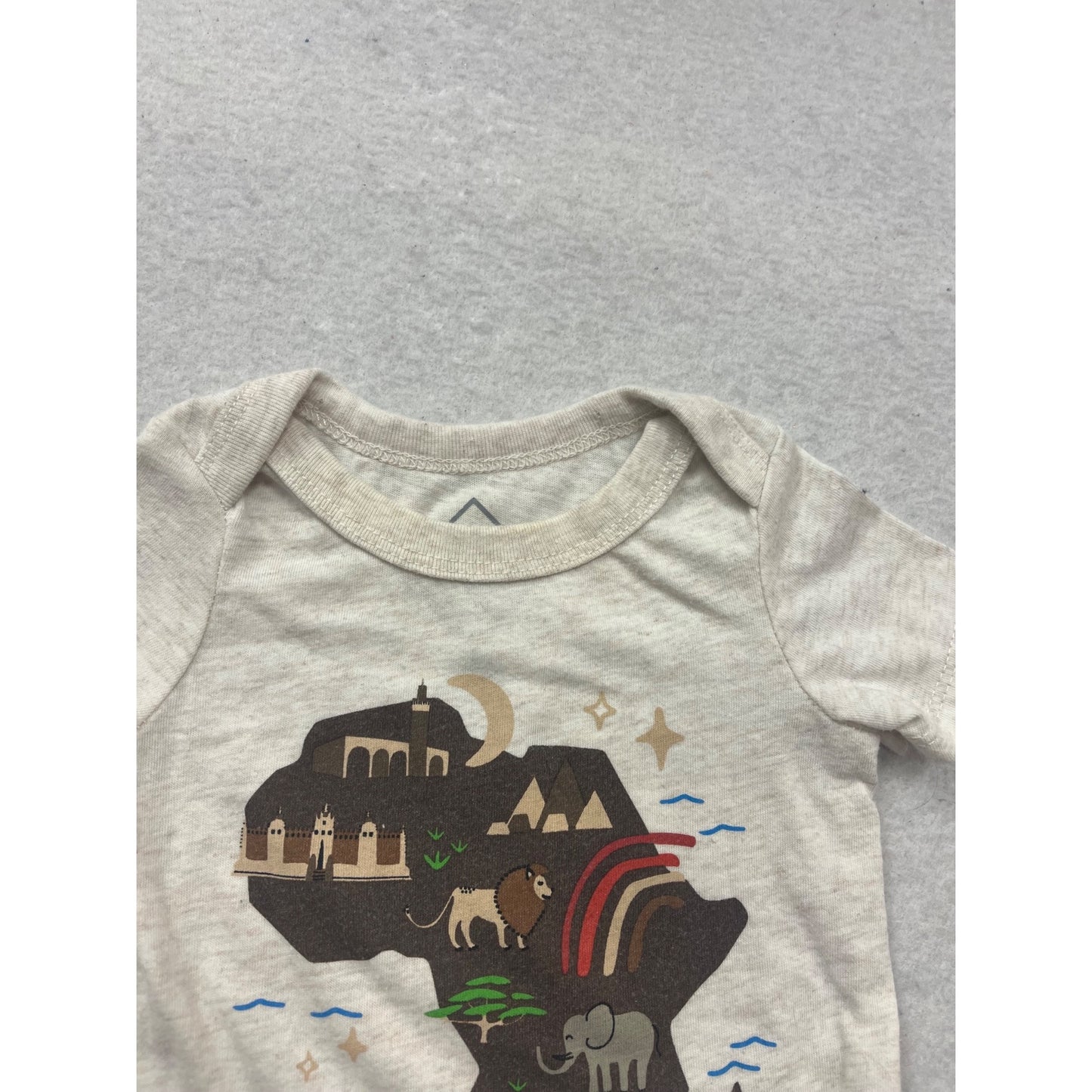 Baby Romper 0-3M By Well Worn With Africa-Themed Print #133C