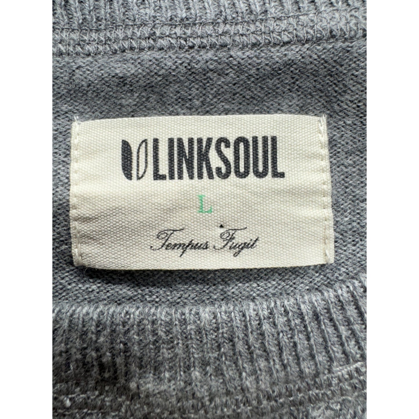 Linksoul Gray Crewneck Sweater With Ribbed Elbow Patches Size L 248B
