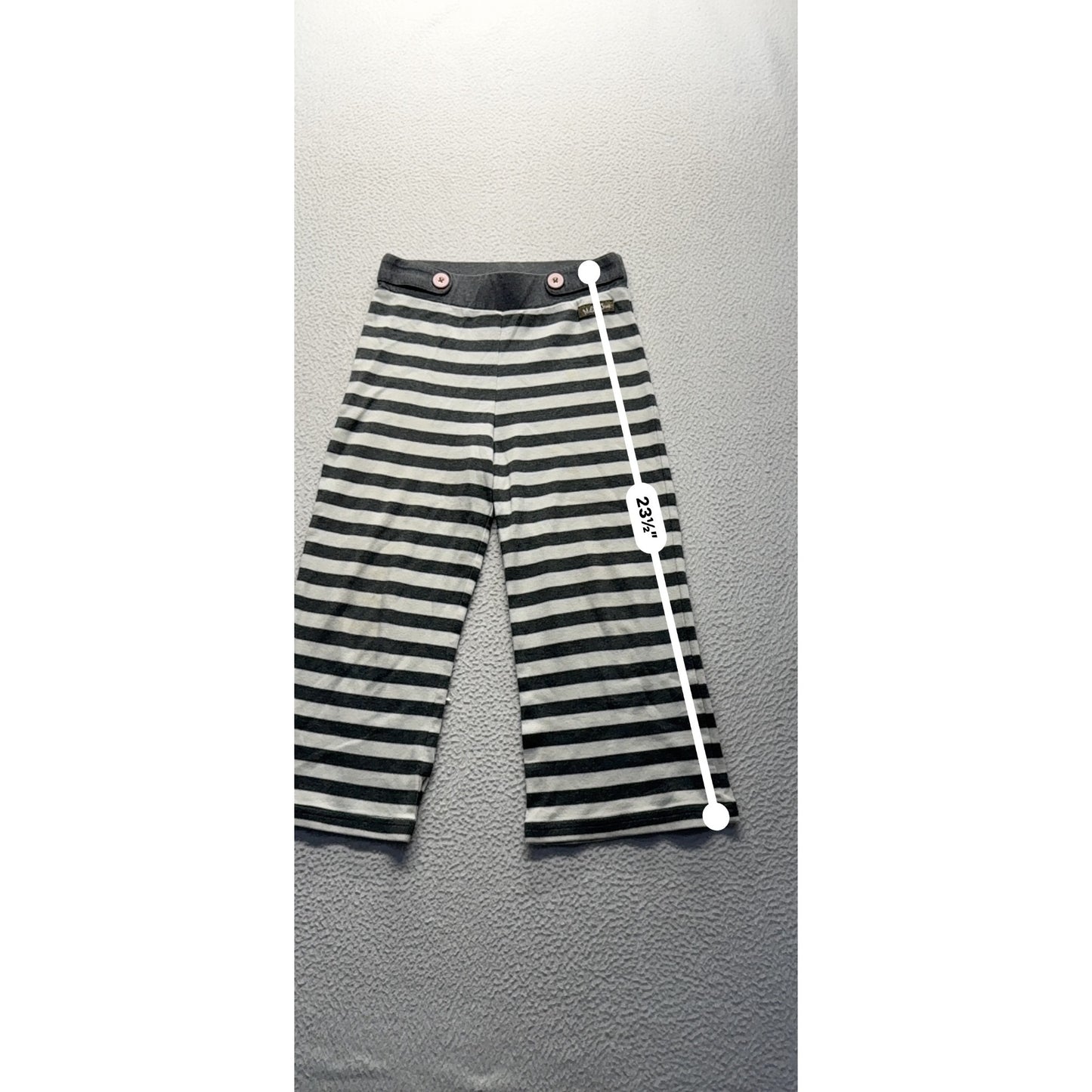 Matilda Jane Gray & White Striped Girls Pants With Pink Button Accents #9201