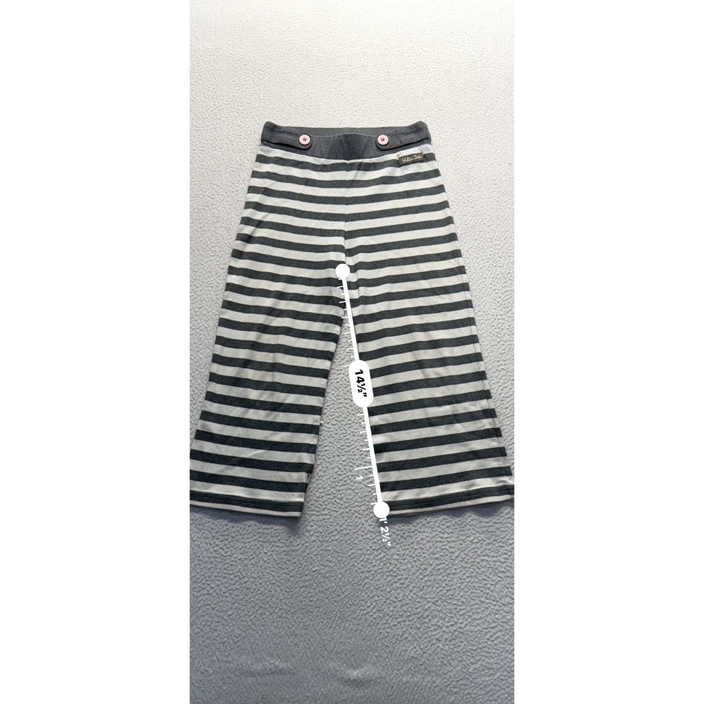 Matilda Jane Gray & White Striped Girls Pants With Pink Button Accents #9201