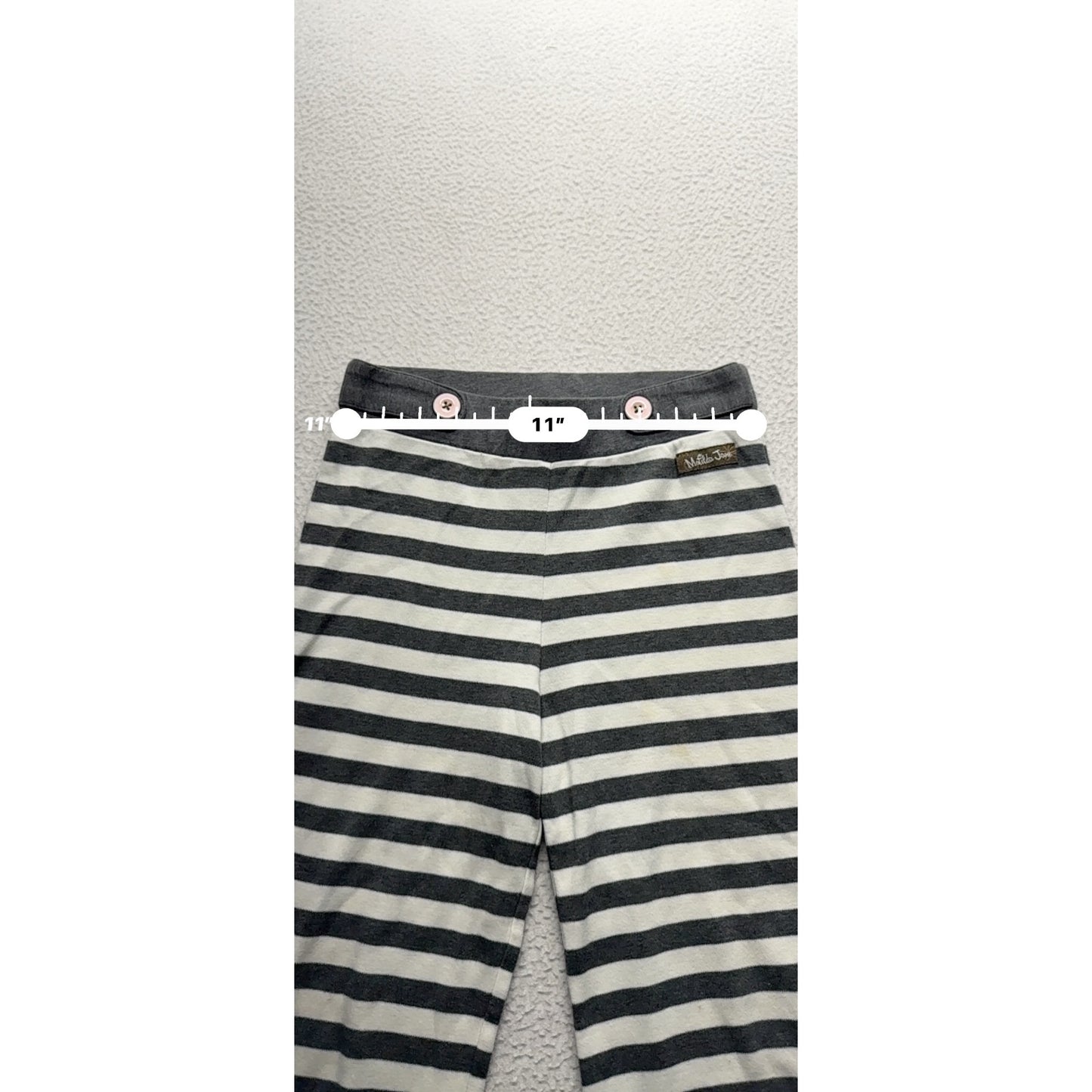 Matilda Jane Gray & White Striped Girls Pants With Pink Button Accents #9201