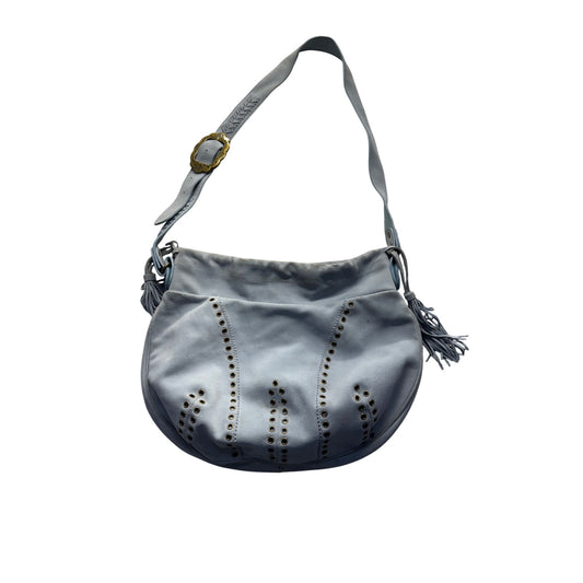 Vintage Marshall Fields Light Blue Leather Studded Shoulder Bag #7964