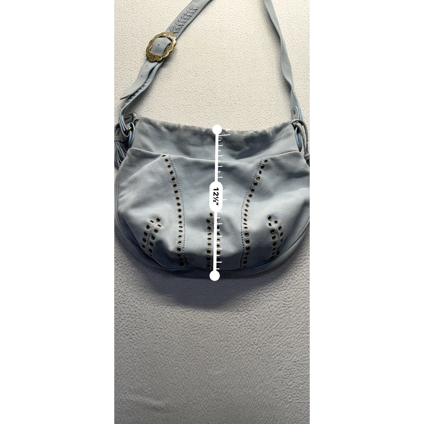 Vintage Marshall Fields Light Blue Leather Studded Shoulder Bag #7964