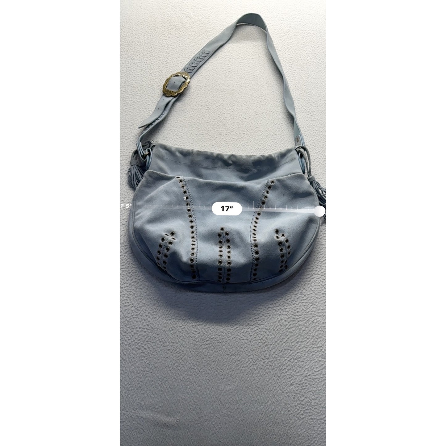 Vintage Marshall Fields Light Blue Leather Studded Shoulder Bag #7964