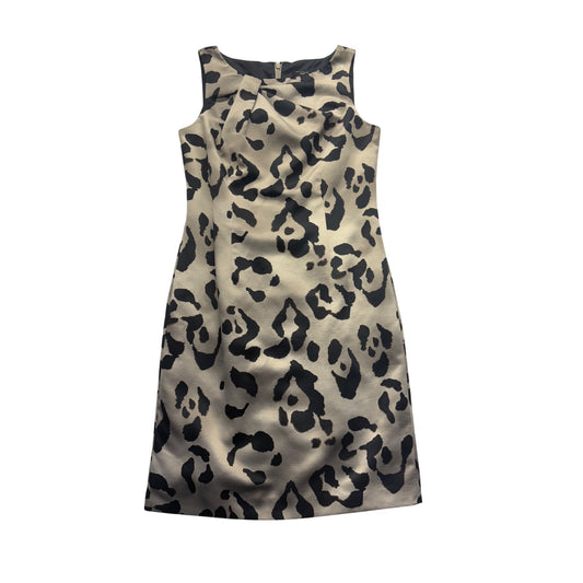 Ann Taylor Petite 2P Leopard Print Sleeveless Sheath Dress Beige & Black #7706