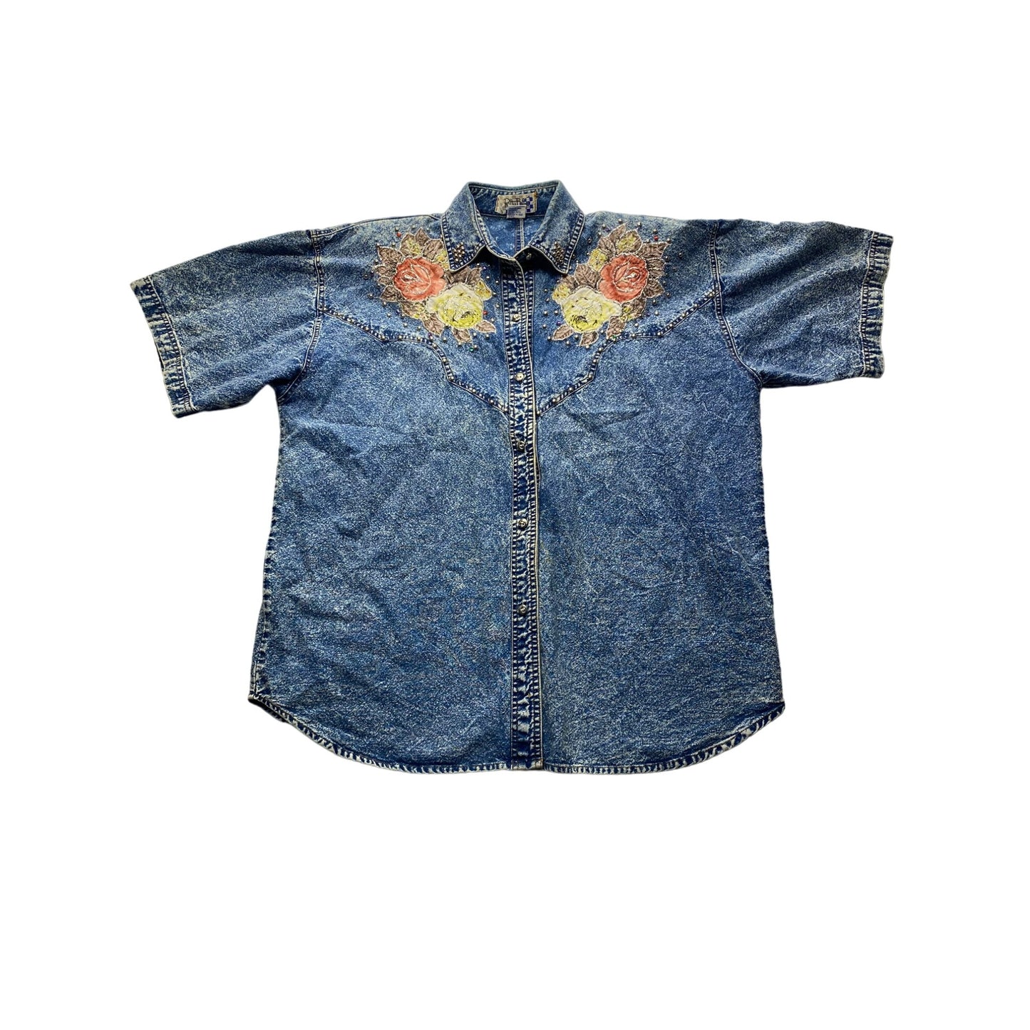 Vintage  Polly Bleu Acid washed button up #3957