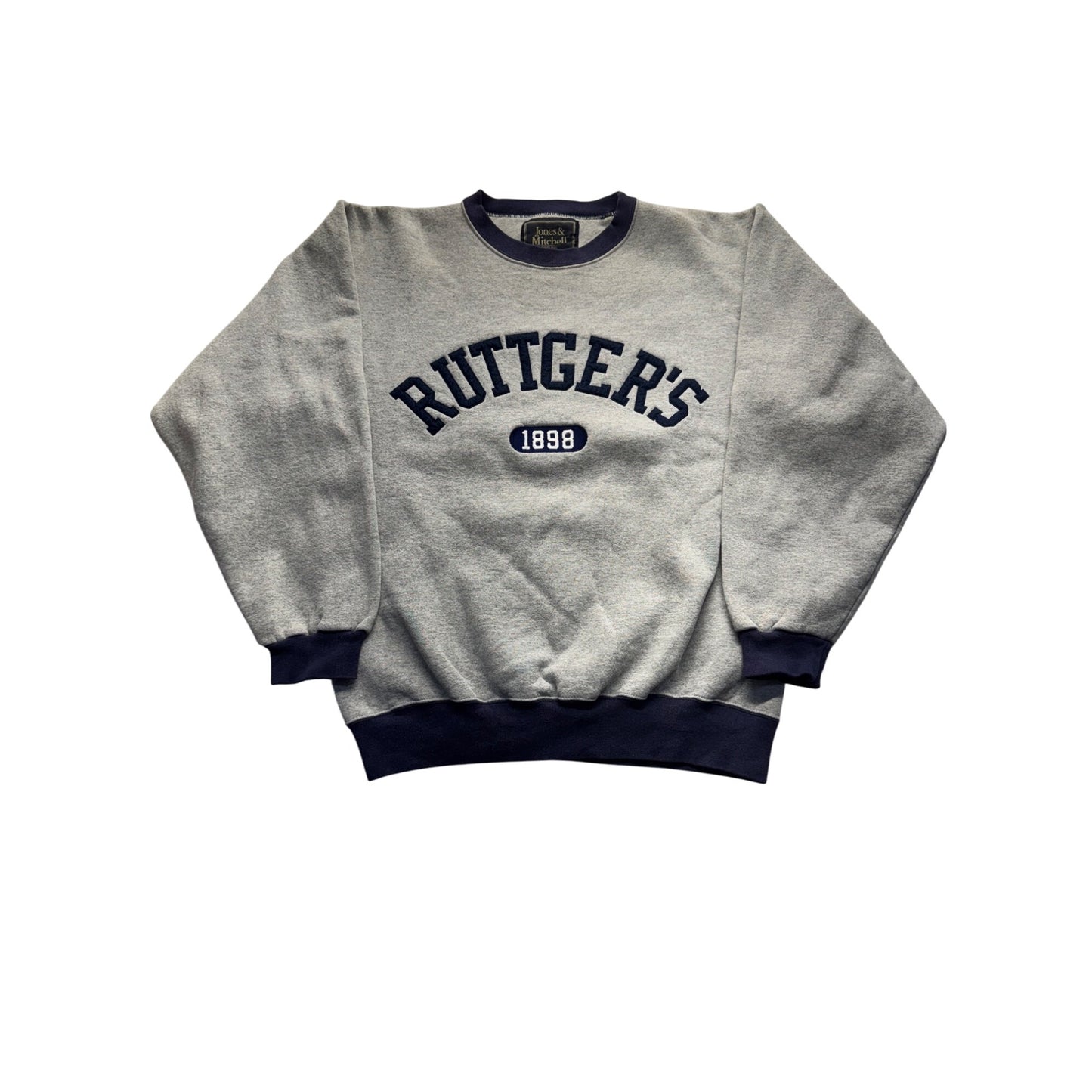 Vintage Jones & Mitchell Rutgers 1898 Sweatshirt Gray & Navy Medium #9324