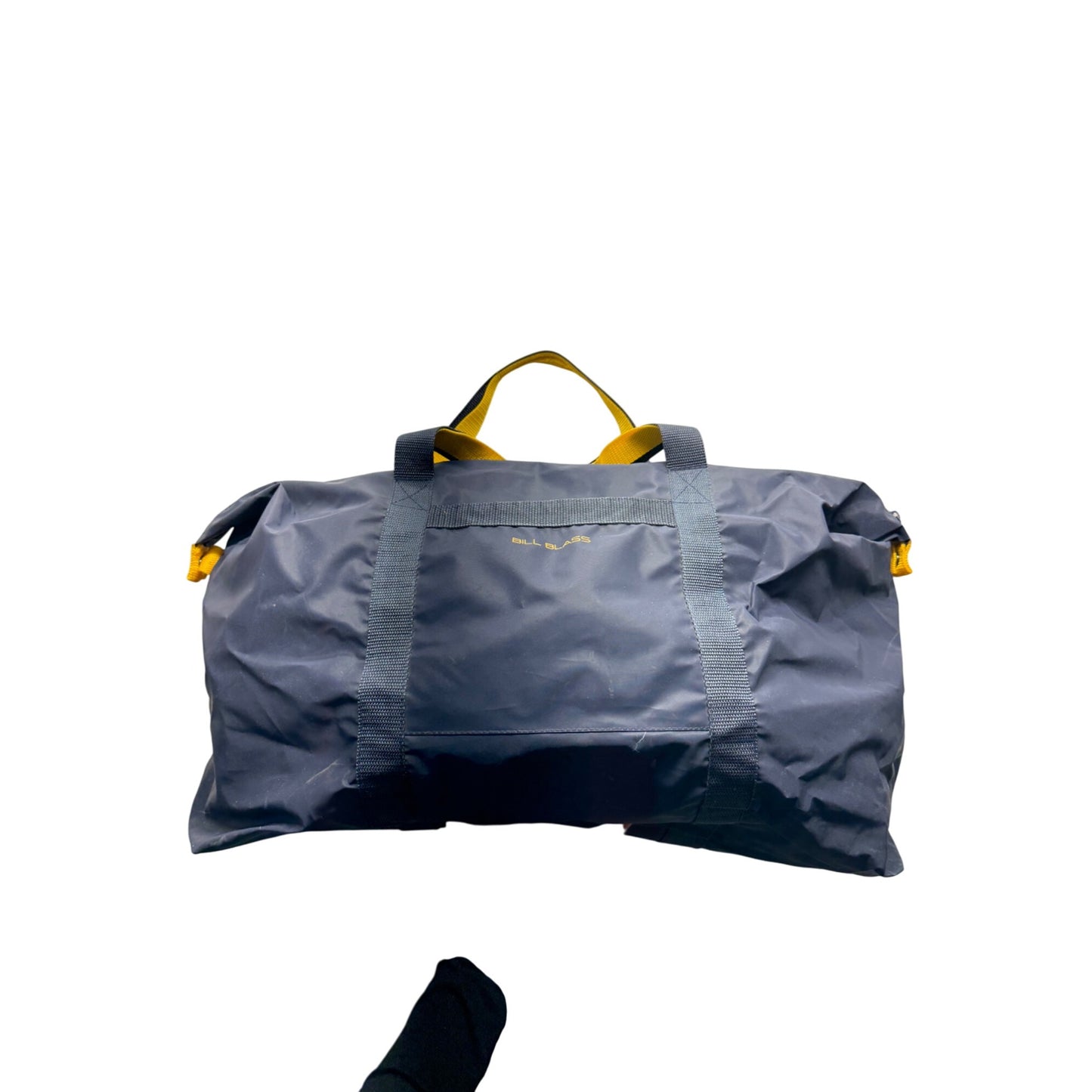 Bill Blass Large Navy Duffel Bag With Yellow Accents & Dual Handles 9378