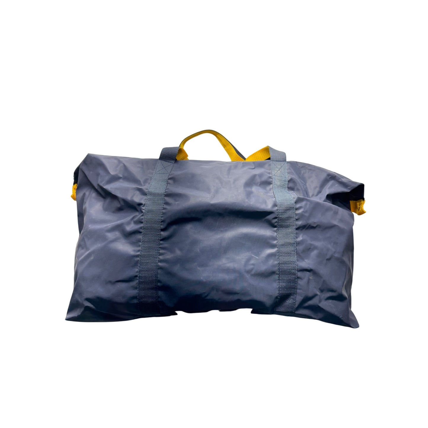 Bill Blass Large Navy Duffel Bag With Yellow Accents & Dual Handles 9378