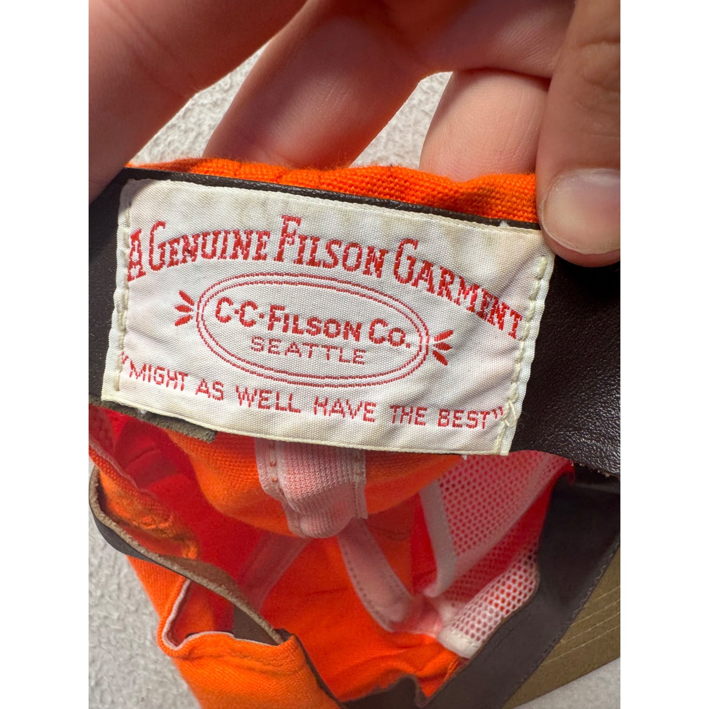 Filson Blaze Orange & Tan Adjustable Outdoor Cap #67B
