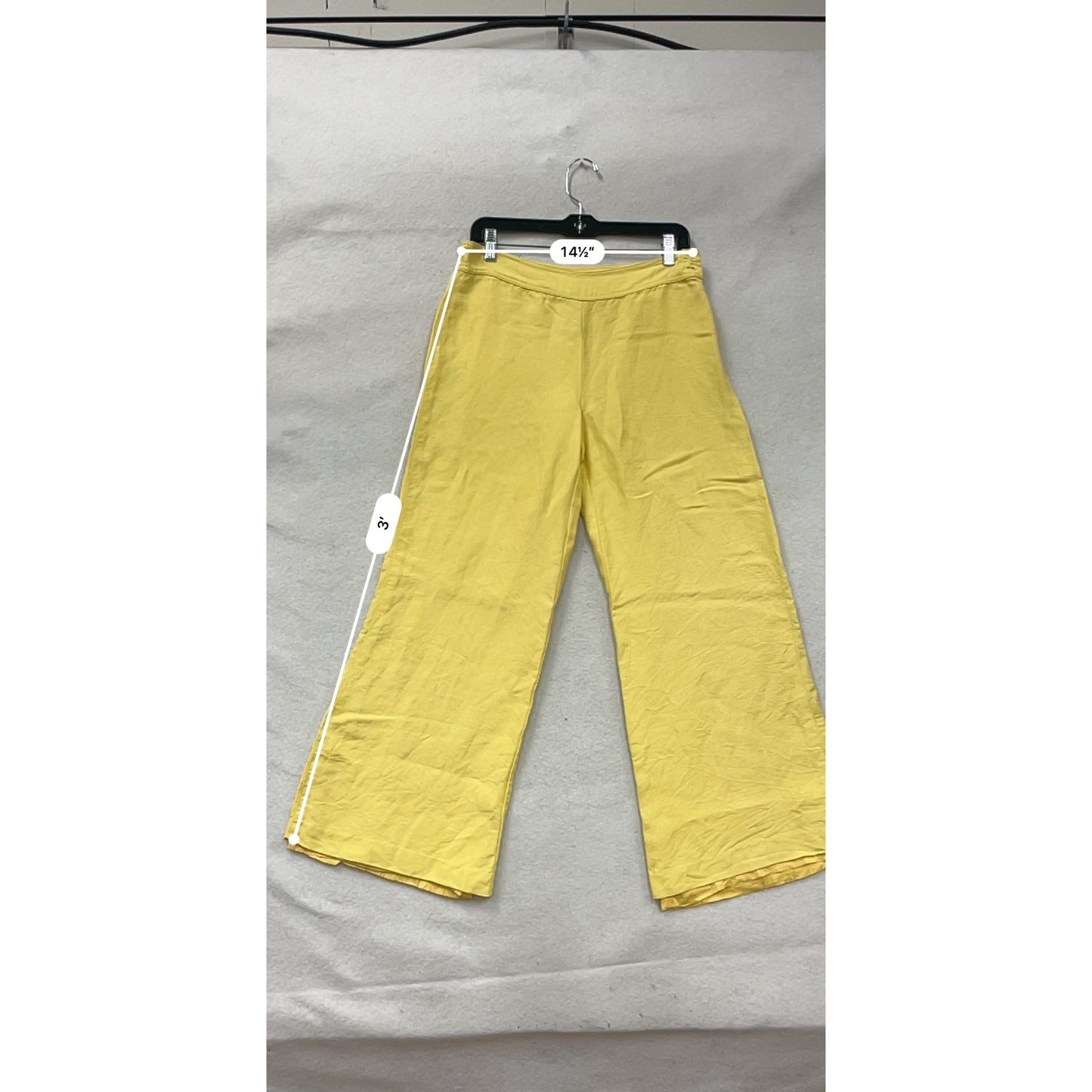 Yellow Wide-Leg Linen Blend Pants Size 4 #8594