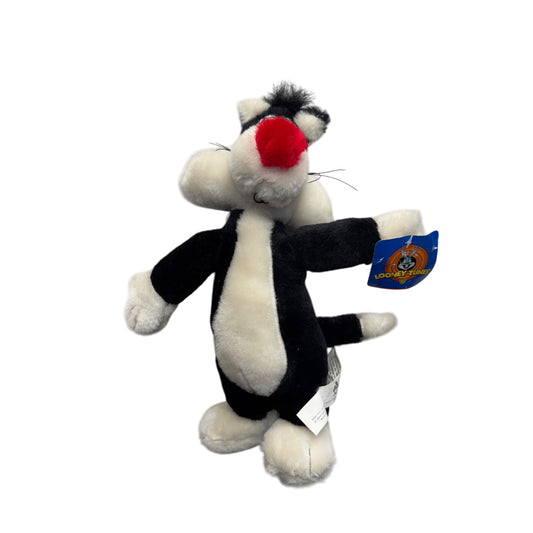 Looney Tunes Sylvester The Cat Plush Toy 10" Black & White With Tags 411B