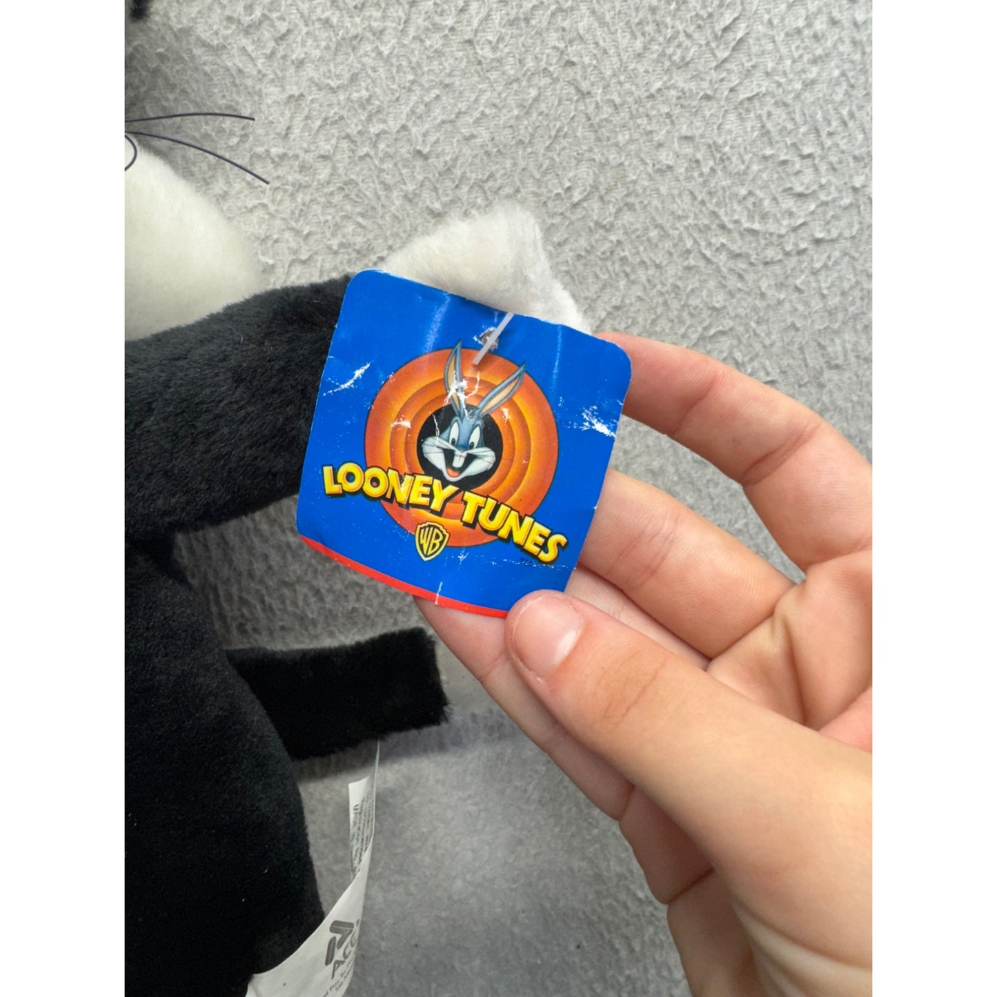 Looney Tunes Sylvester The Cat Plush Toy 10" Black & White With Tags 411B