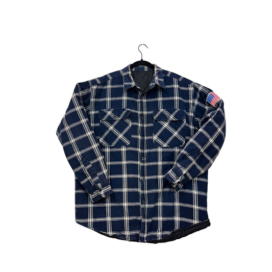 Pabst Blue Ribbon Mens Flannel Shirt With US Flag Patch & Quilted Lining #8241