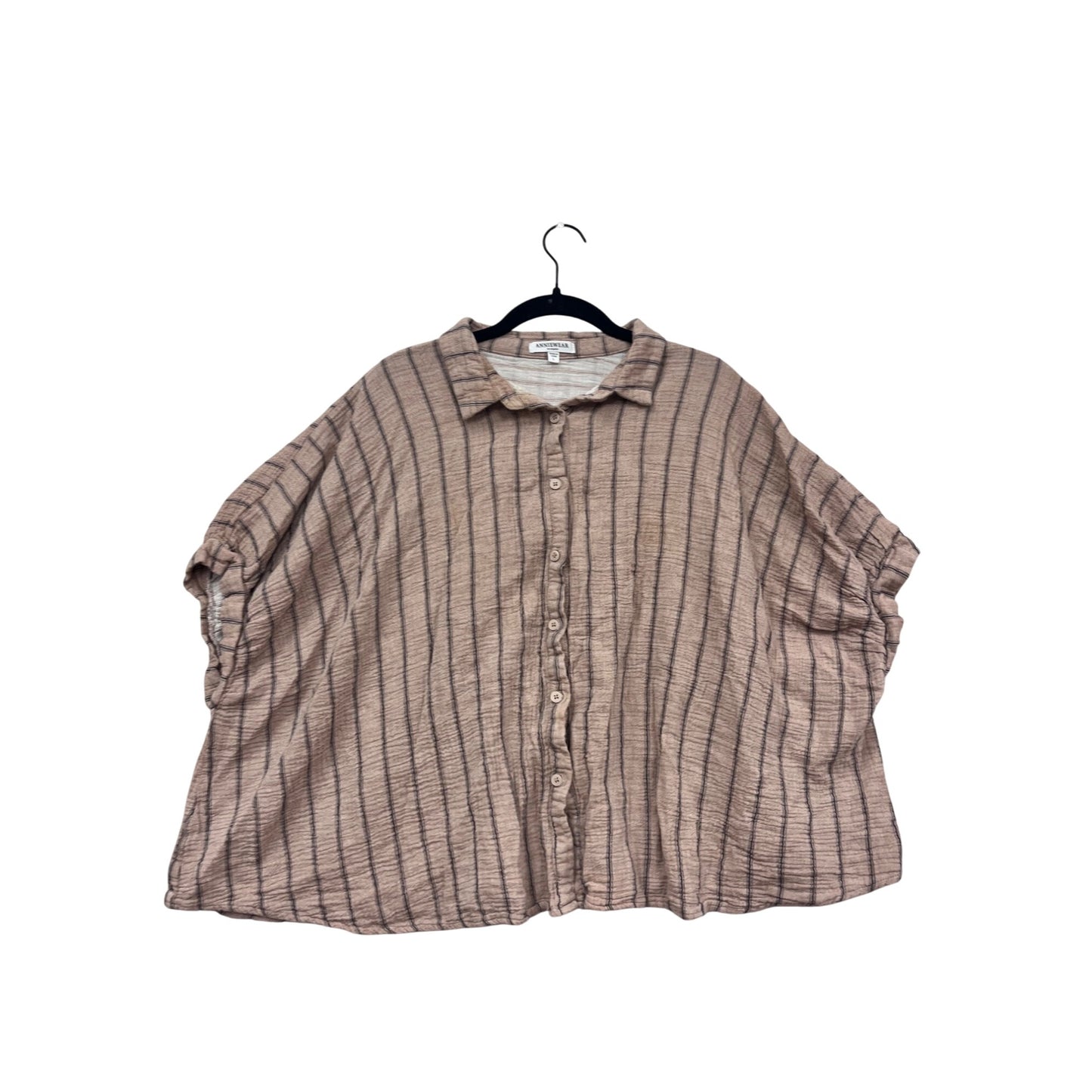 Anniewear Striped Latte Button-Up Blouse L #315A