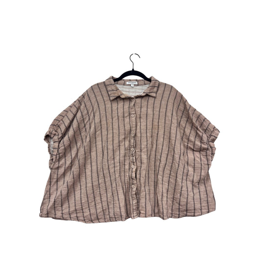 Anniewear Striped Latte Button-Up Blouse L #315A