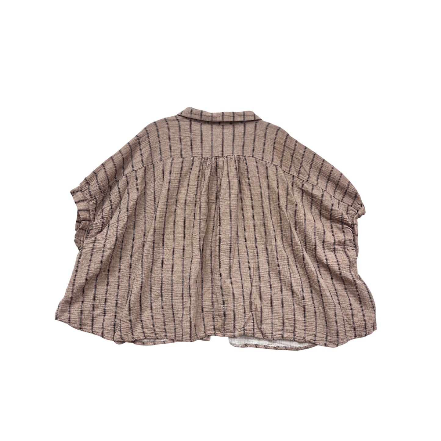 Anniewear Striped Latte Button-Up Blouse L #315A