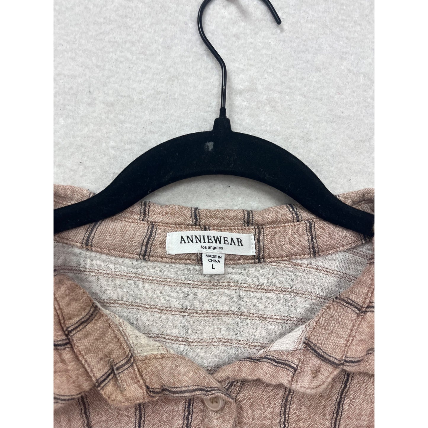 Anniewear Striped Latte Button-Up Blouse L #315A