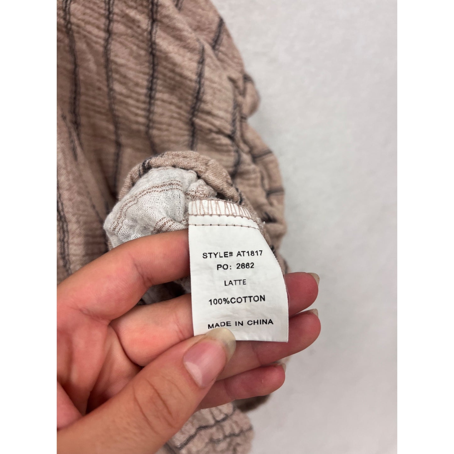 Anniewear Striped Latte Button-Up Blouse L #315A