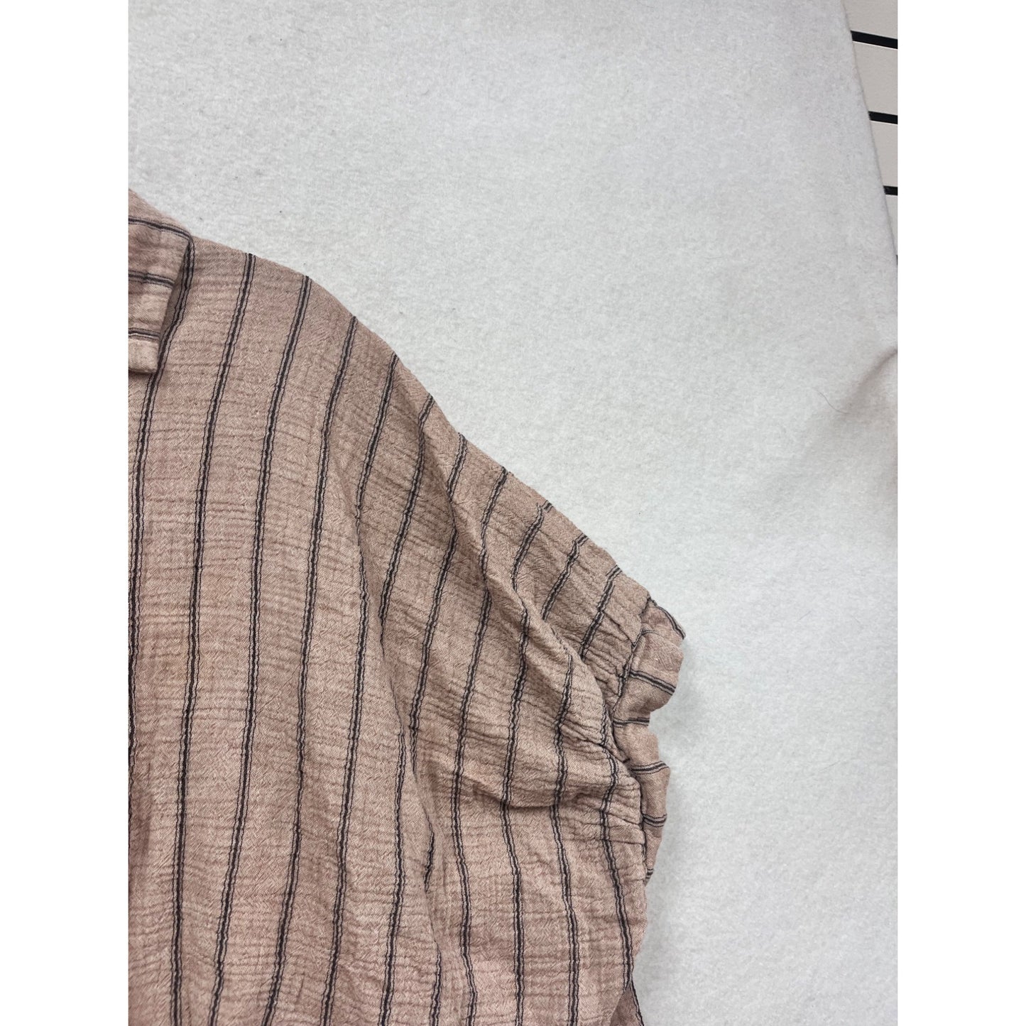 Anniewear Striped Latte Button-Up Blouse L #315A