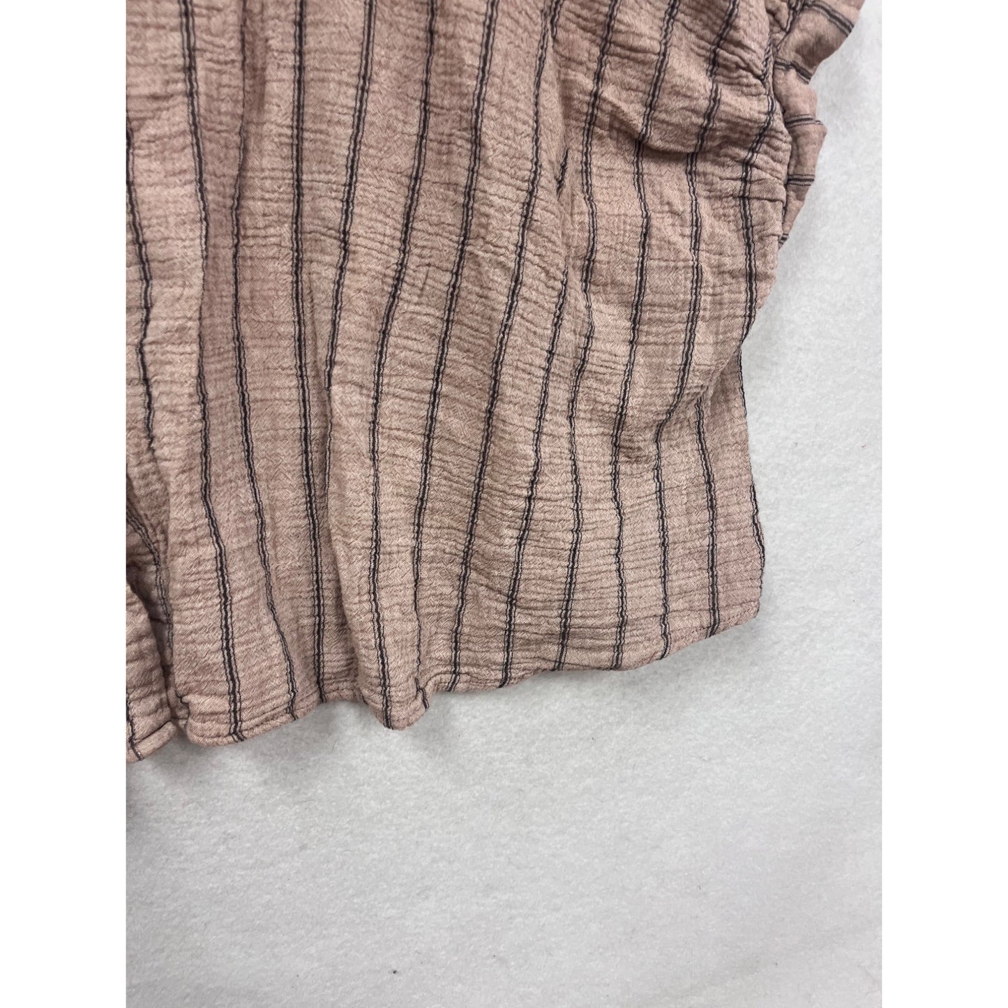 Anniewear Striped Latte Button-Up Blouse L #315A