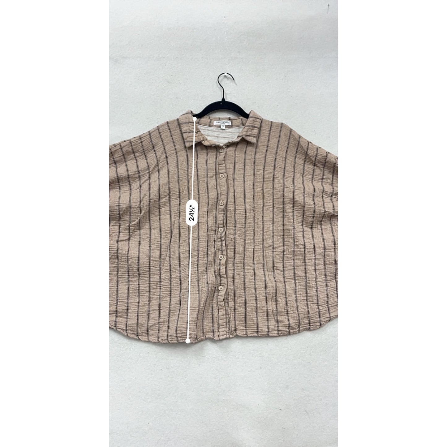 Anniewear Striped Latte Button-Up Blouse L #315A