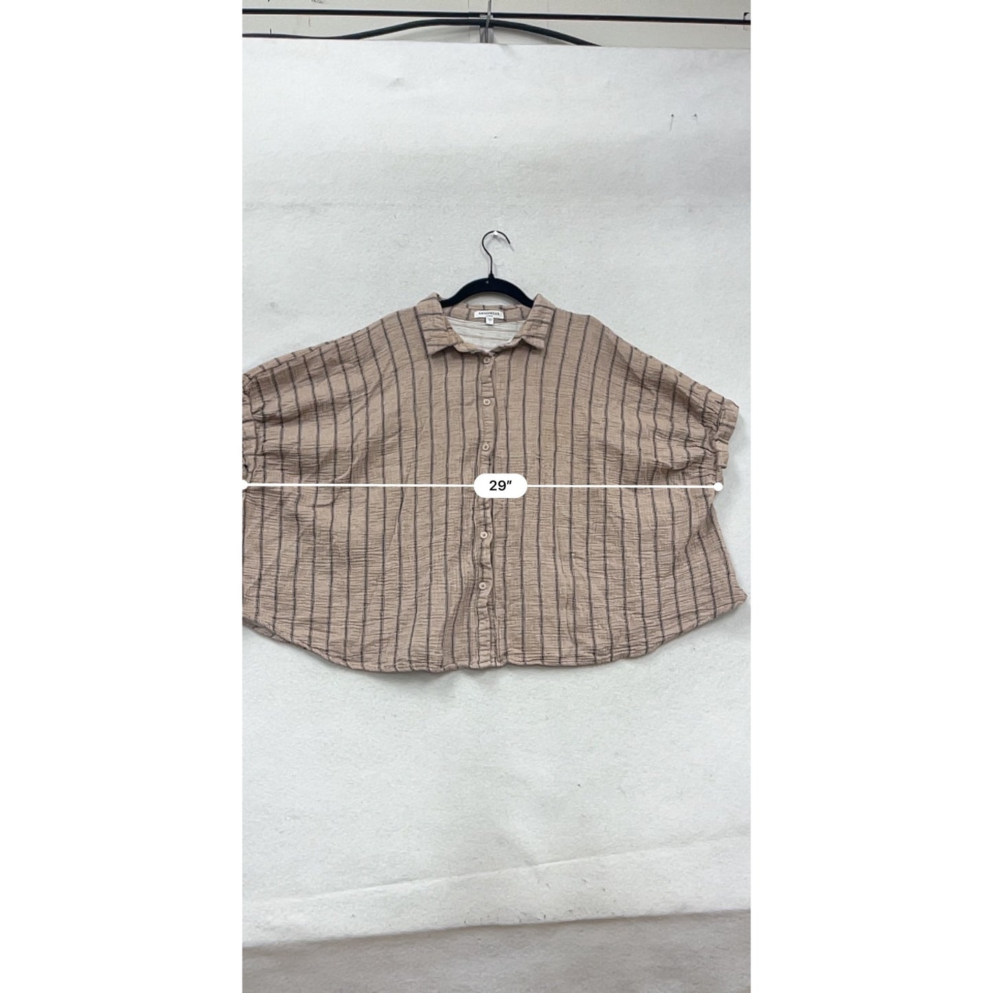 Anniewear Striped Latte Button-Up Blouse L #315A