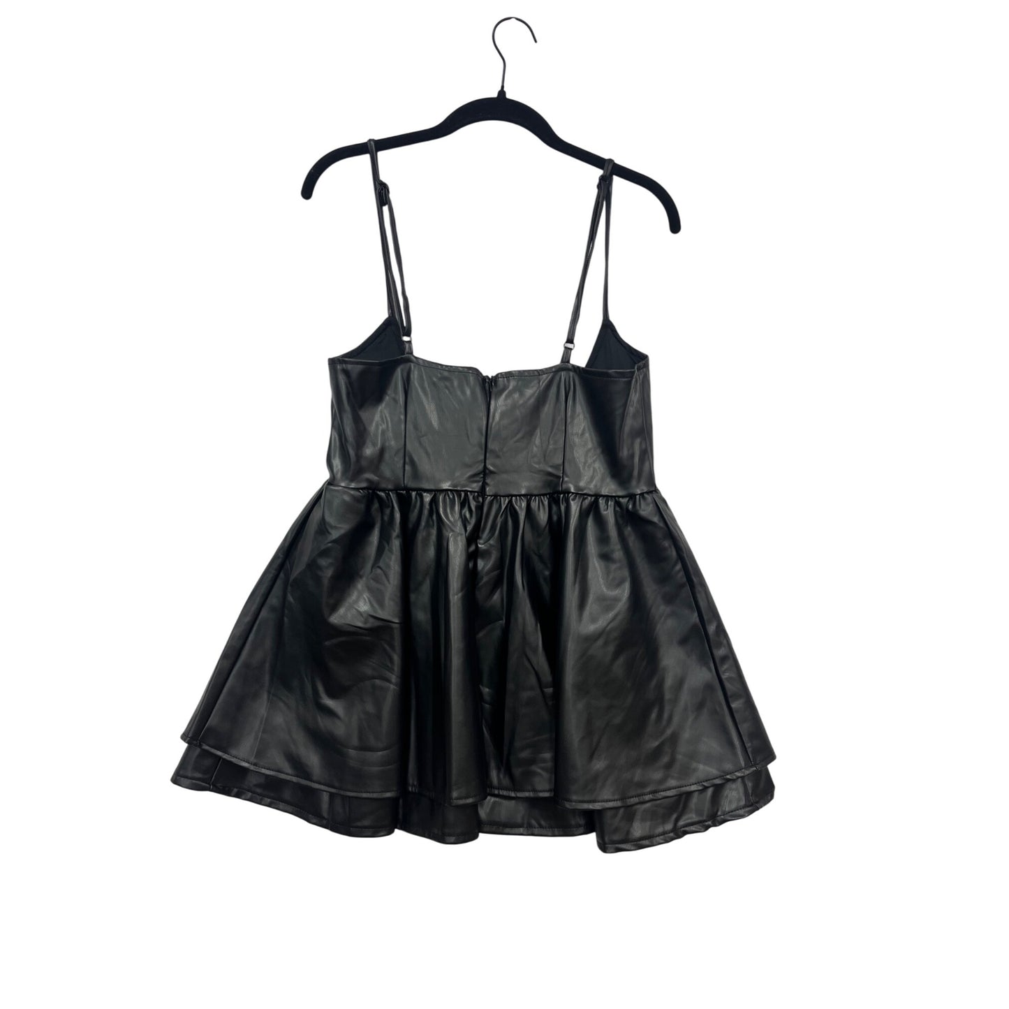 Womens Faux Leather Black Lace-Up Mini Dress By Boshang L #101A