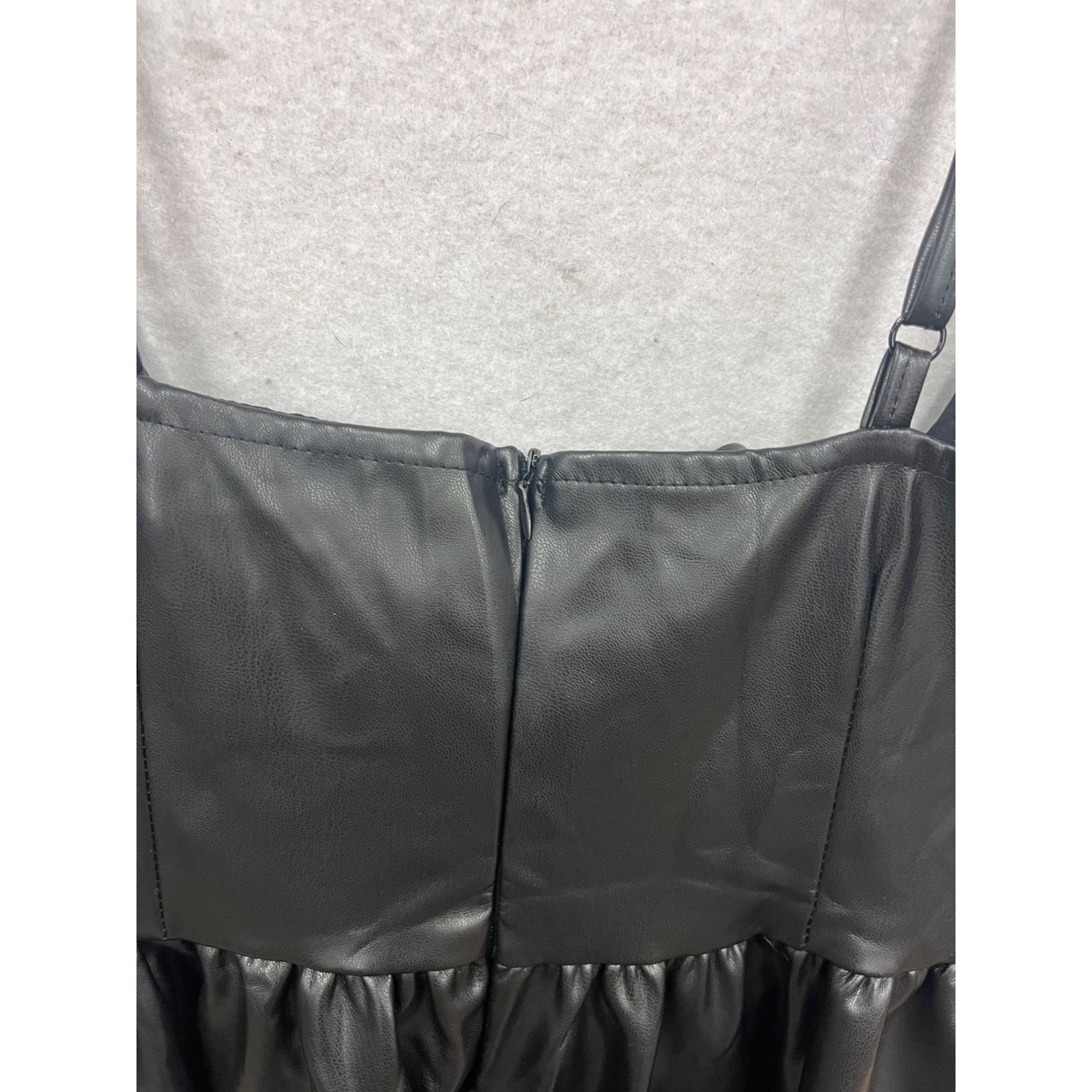 Womens Faux Leather Black Lace-Up Mini Dress By Boshang L #101A