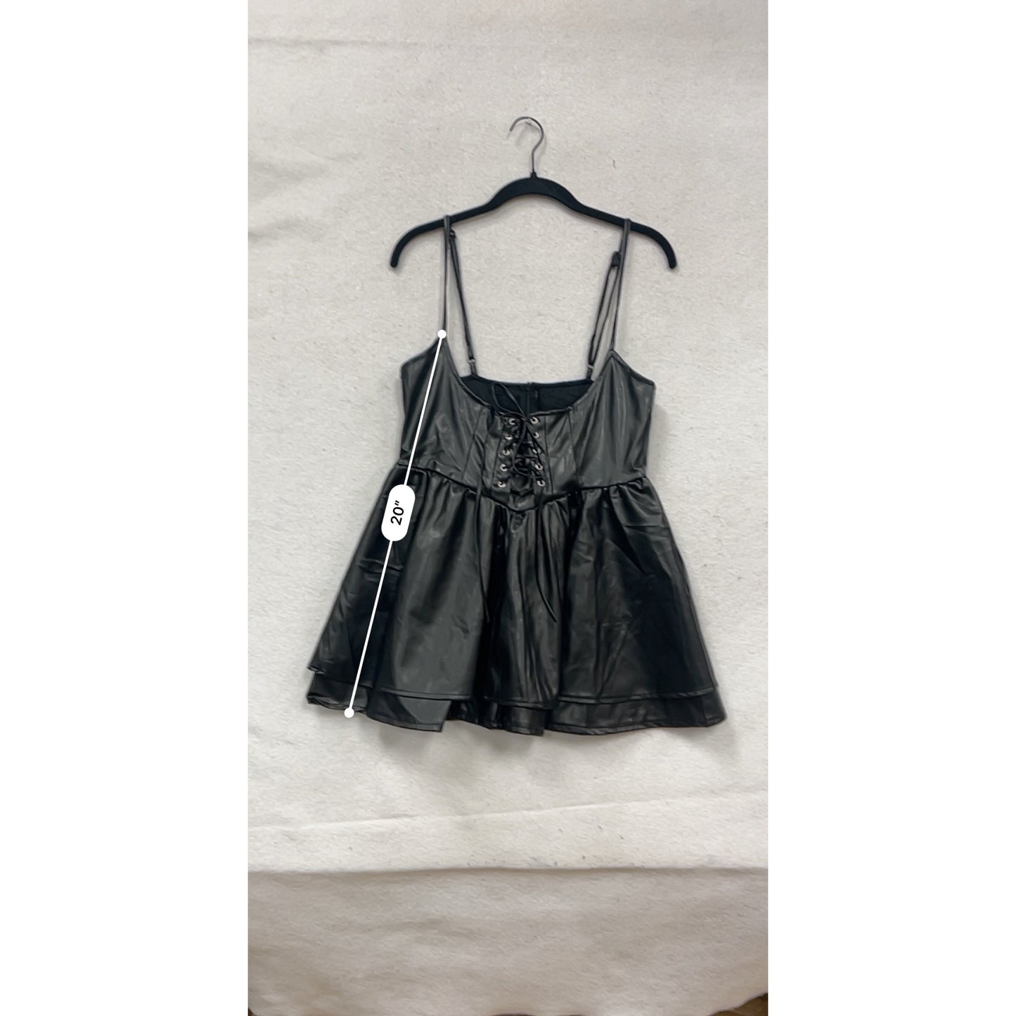 Womens Faux Leather Black Lace-Up Mini Dress By Boshang L #101A