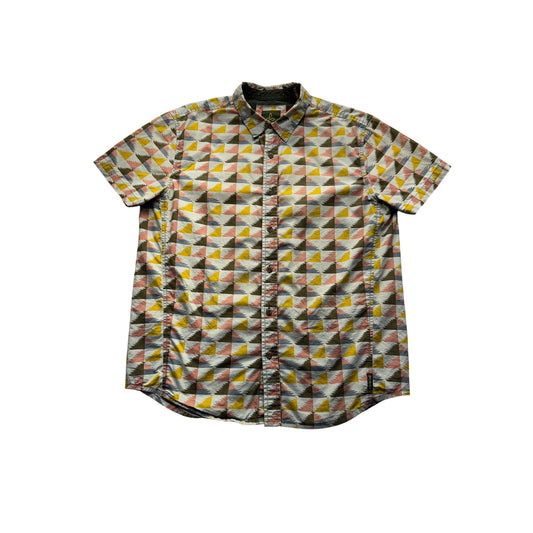 PrAna Short-Sleeve Button-Up Shirt Geometric Print Size M #9095