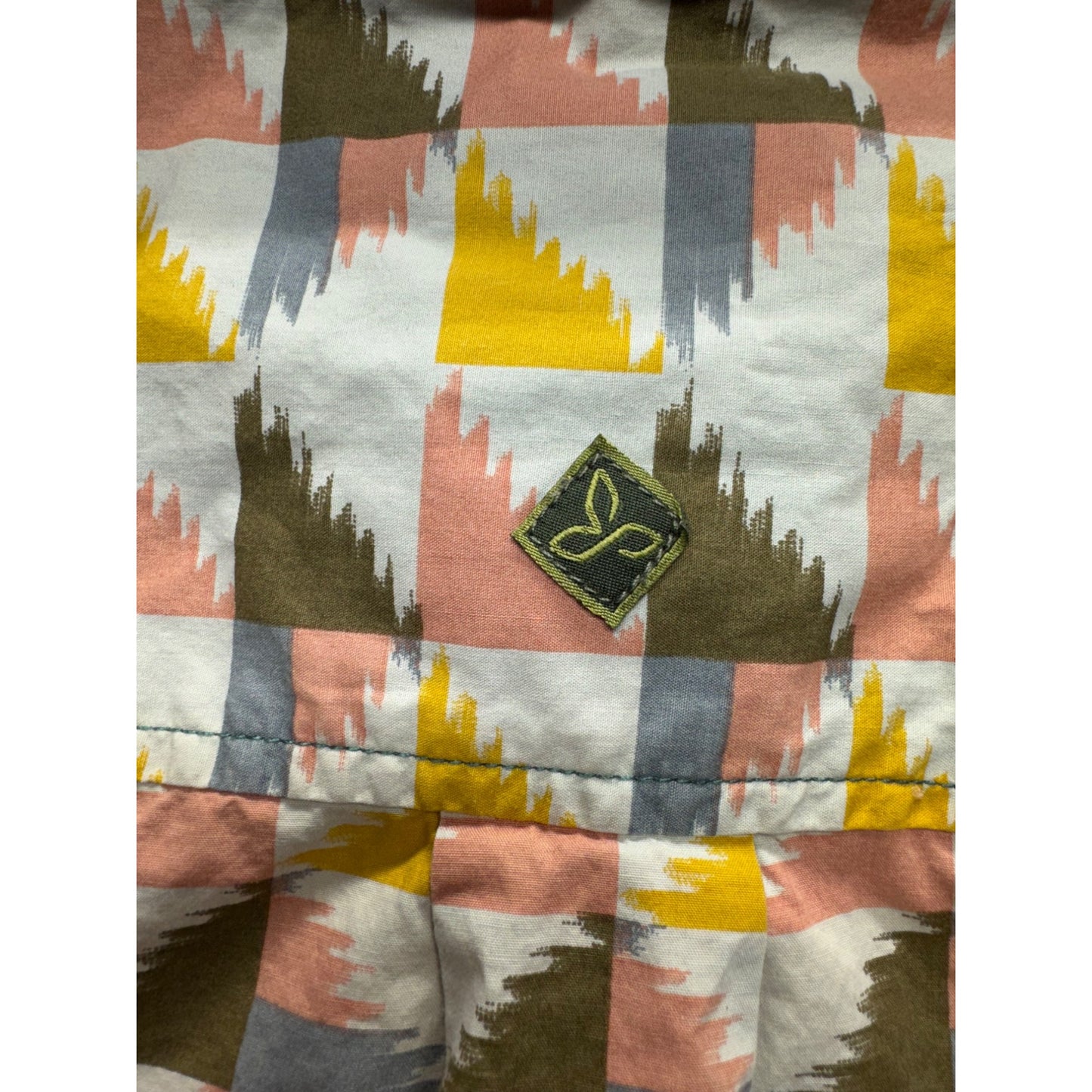 PrAna Short-Sleeve Button-Up Shirt Geometric Print Size M #9095